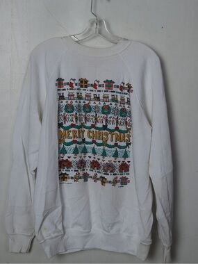Unbranded White 'Merry Christmas' Graphic Crewneck Sweater